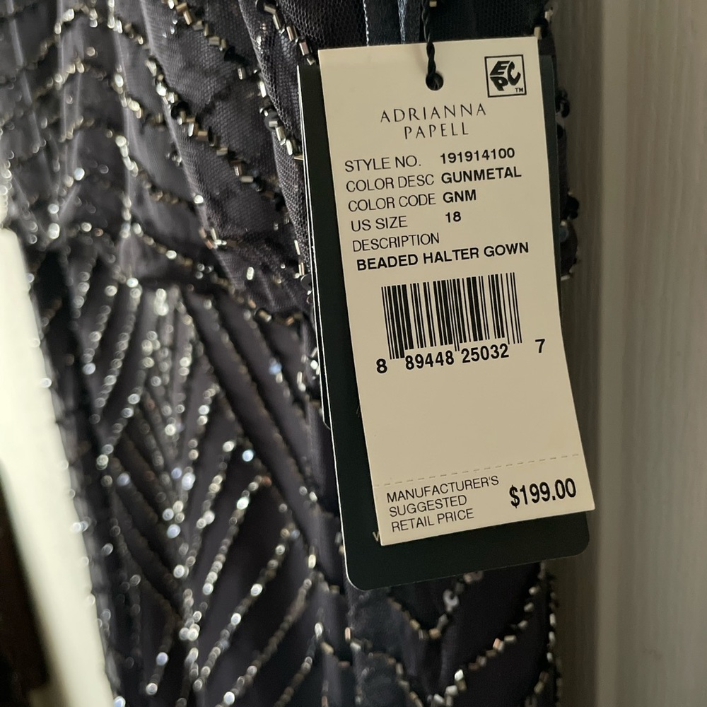 Adrianna Papell ART DECO BEADED BLOUSON W/HALTER NECKLINE